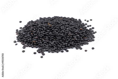 Beluga. Black lentil on white