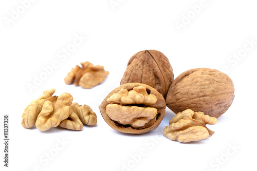  Pile of walnuts isolated on white background