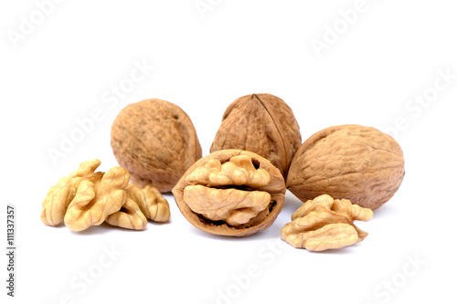  Pile of walnuts isolated on white background