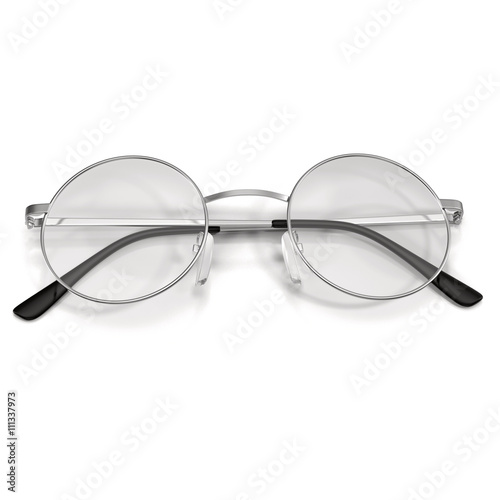 Circle vintage glasses isolated on white 3D Illustration