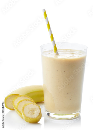 Glass of banana smoothie