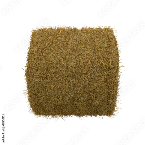 Hay pile isolated on a white background as an agriculture farm and farming symbol of harvest time with dried grass straw as a mountain of dried grass haystack. 3D Illustration