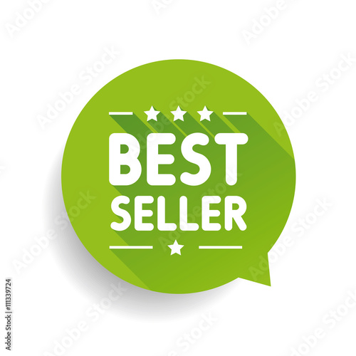 Best seller label green speech bubble