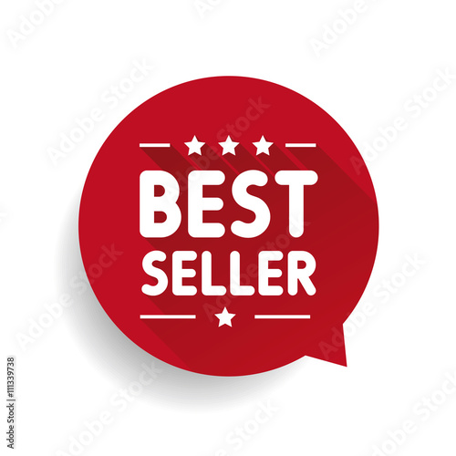 Best seller label red speech bubble