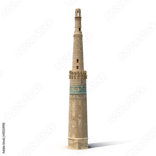 Murais de parede Minaret of Jam Afghanistan on White 3D Illustration