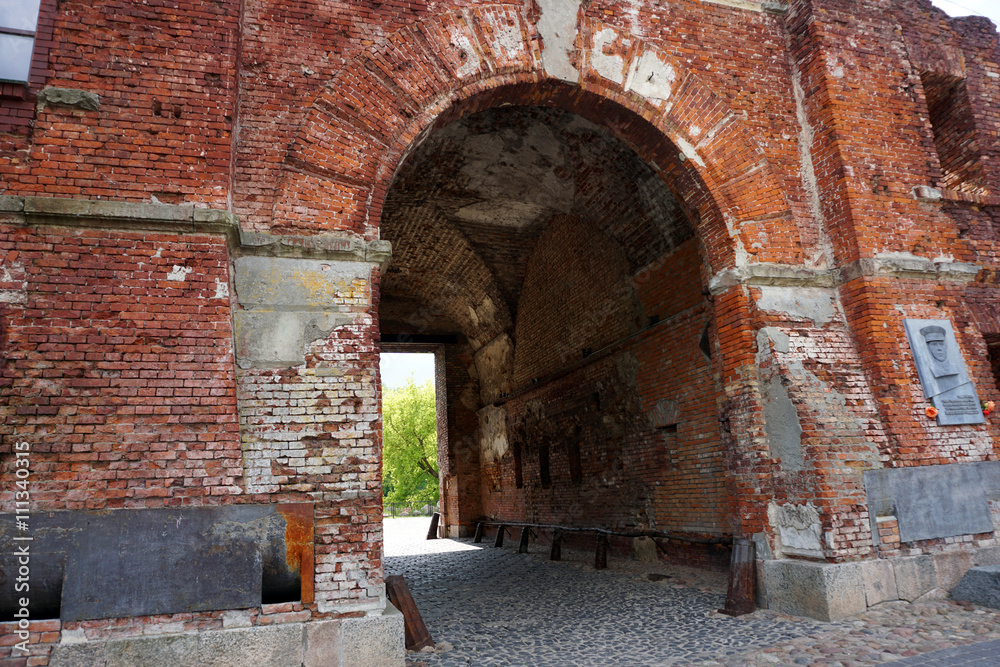 Brest Fortress in the south-west of Belarus. This is the border of Belarus and Poland in Brest. Terespol gate