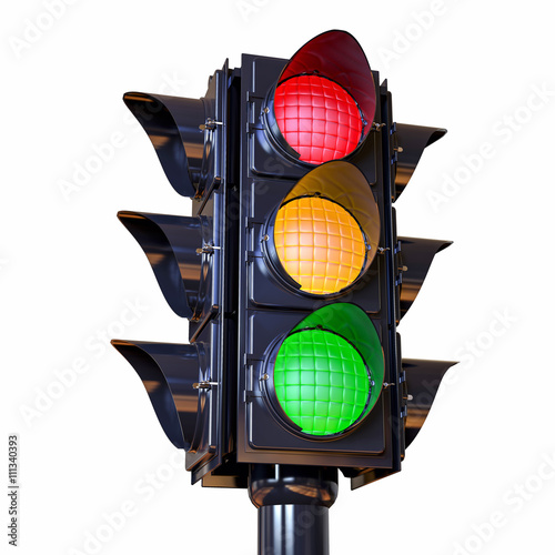 3D Isolated Traffic Light Illustration