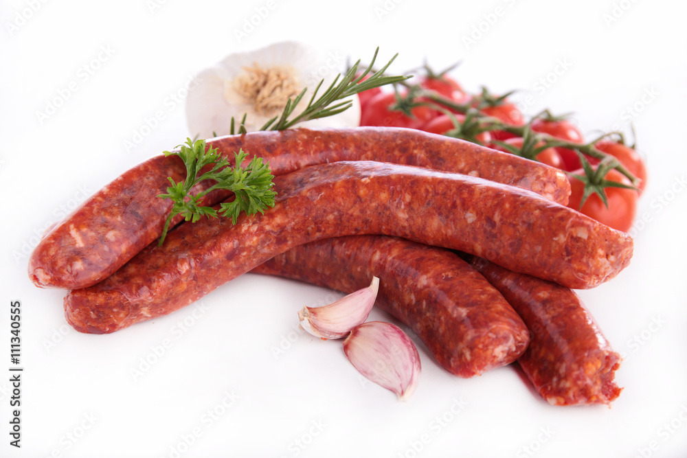 raw sausage isolated on white