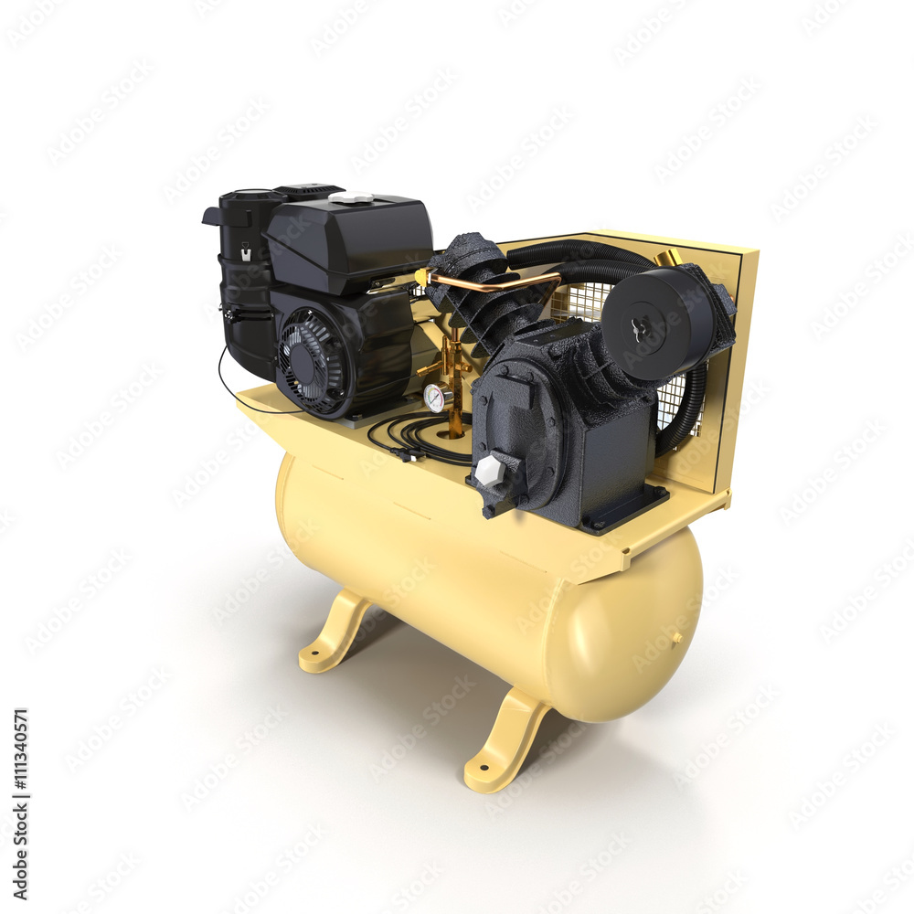 Piston Air Compressor on White 3D Illustration
