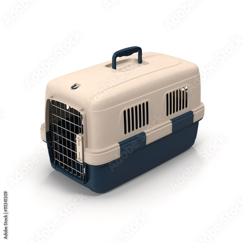 Pet carrier for pet traveling isolated on white 3D Illustration