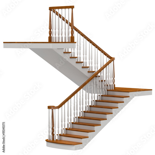 Stairs Isolated on White 3D Illustration