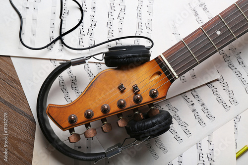 Electric guitar and headpho...