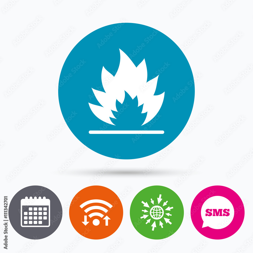 Fire flame sign icon. Heat symbol. Fire flame sign icon. Heat symbol.
