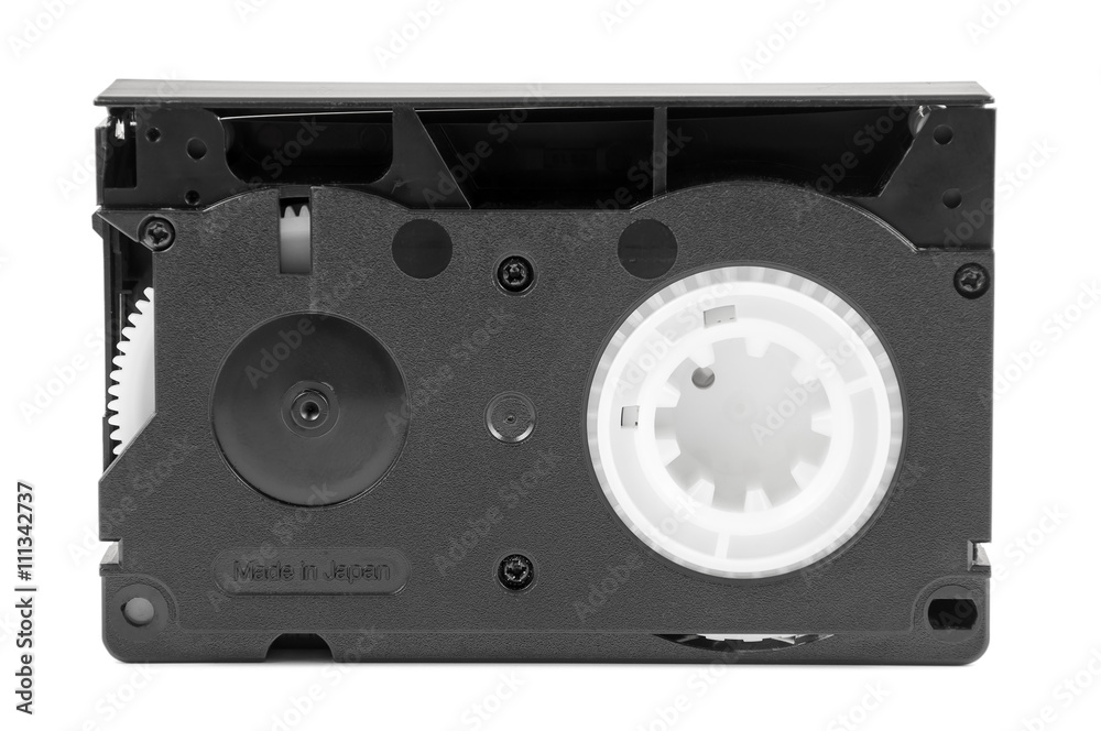 VHS-C video cassette on white background VHS-C video cassette on white background