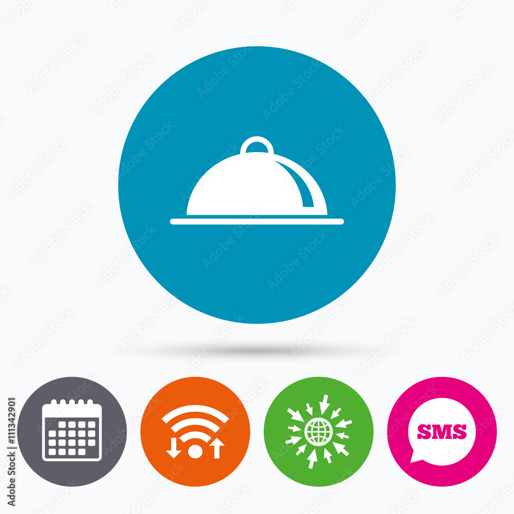 Food platter serving sign icon. Table setting. Food platter serving sign icon. Table setting.