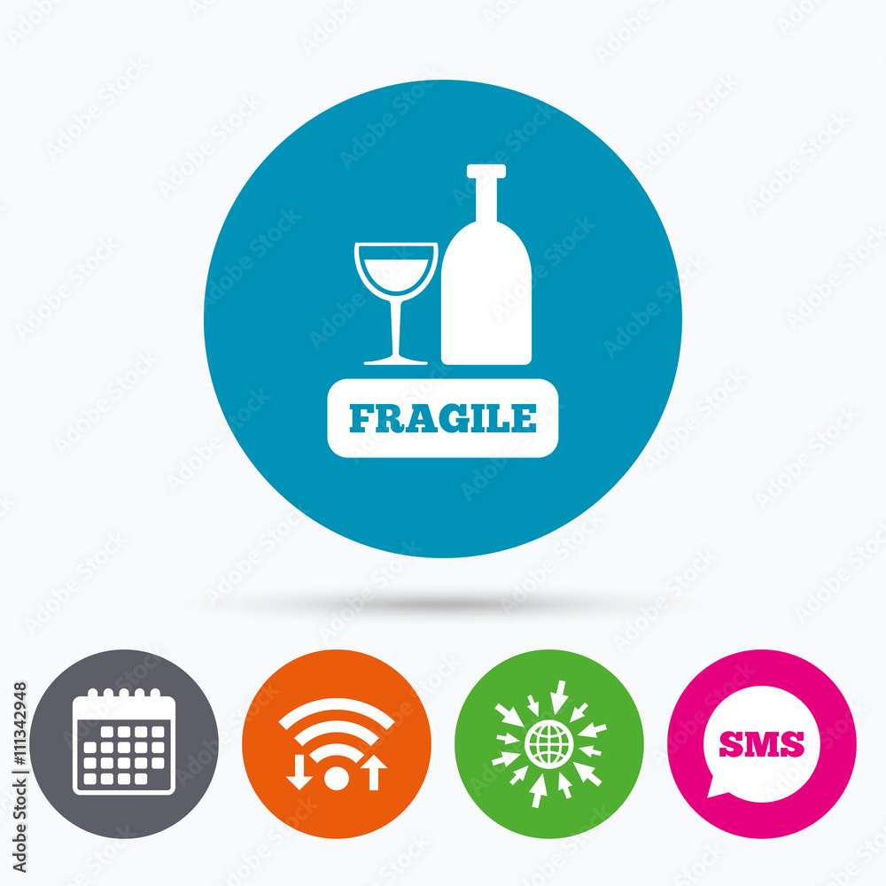Fragile parcel icon. Package delivery symbol. Fragile parcel icon. Package delivery symbol.