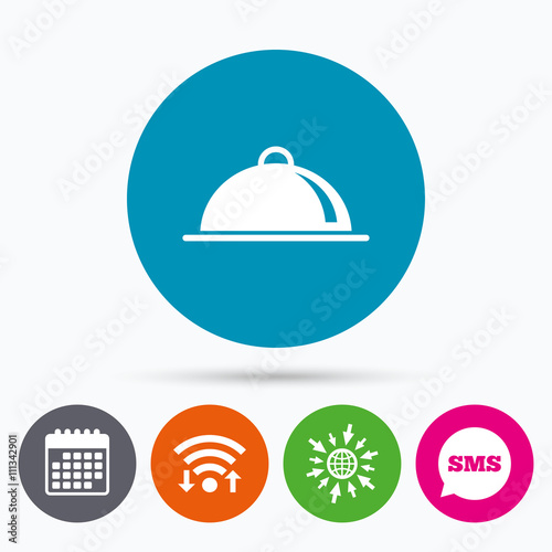Food platter serving sign icon. Table setting.
