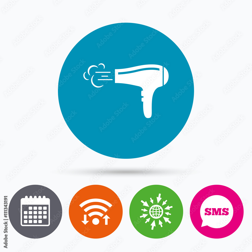Hairdryer sign icon. Hair drying symbol. Hairdryer sign icon. Hair drying symbol.