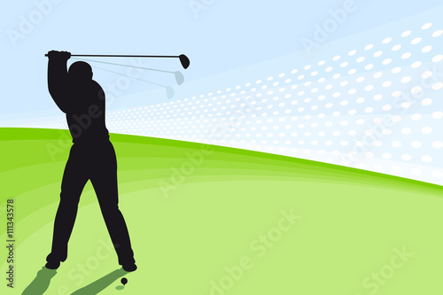Man playing golf taking a swing at the ball