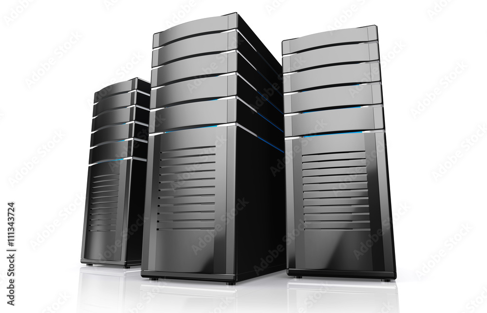 3D illustration of network workstation servers. 3D illustration of network workstation servers.