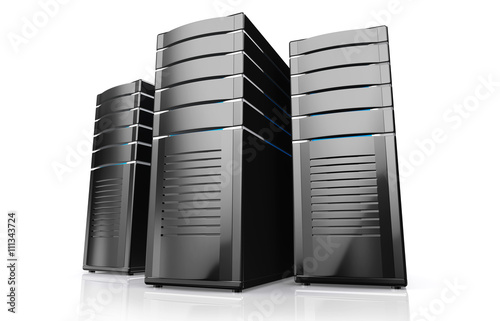 3D illustration of network workstation servers. photo