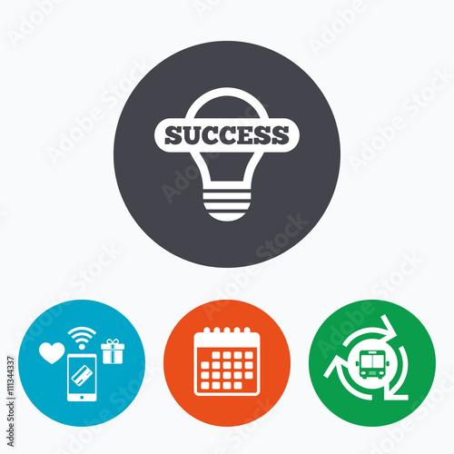 Light lamp sign icon. Bulb with success symbol