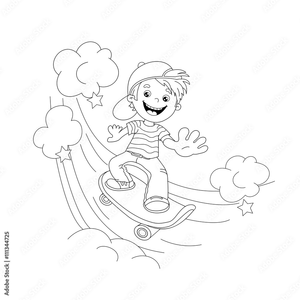Coloring Page Outline Of cartoon Boy on the skateboard Coloring Page Outline Of cartoon Boy on the skateboard