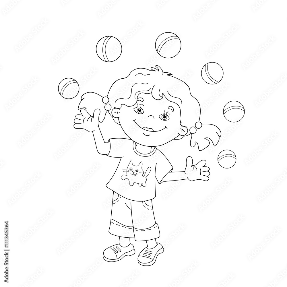 Coloring Page Outline Of girl juggling the balls Coloring Page Outline Of girl juggling the balls