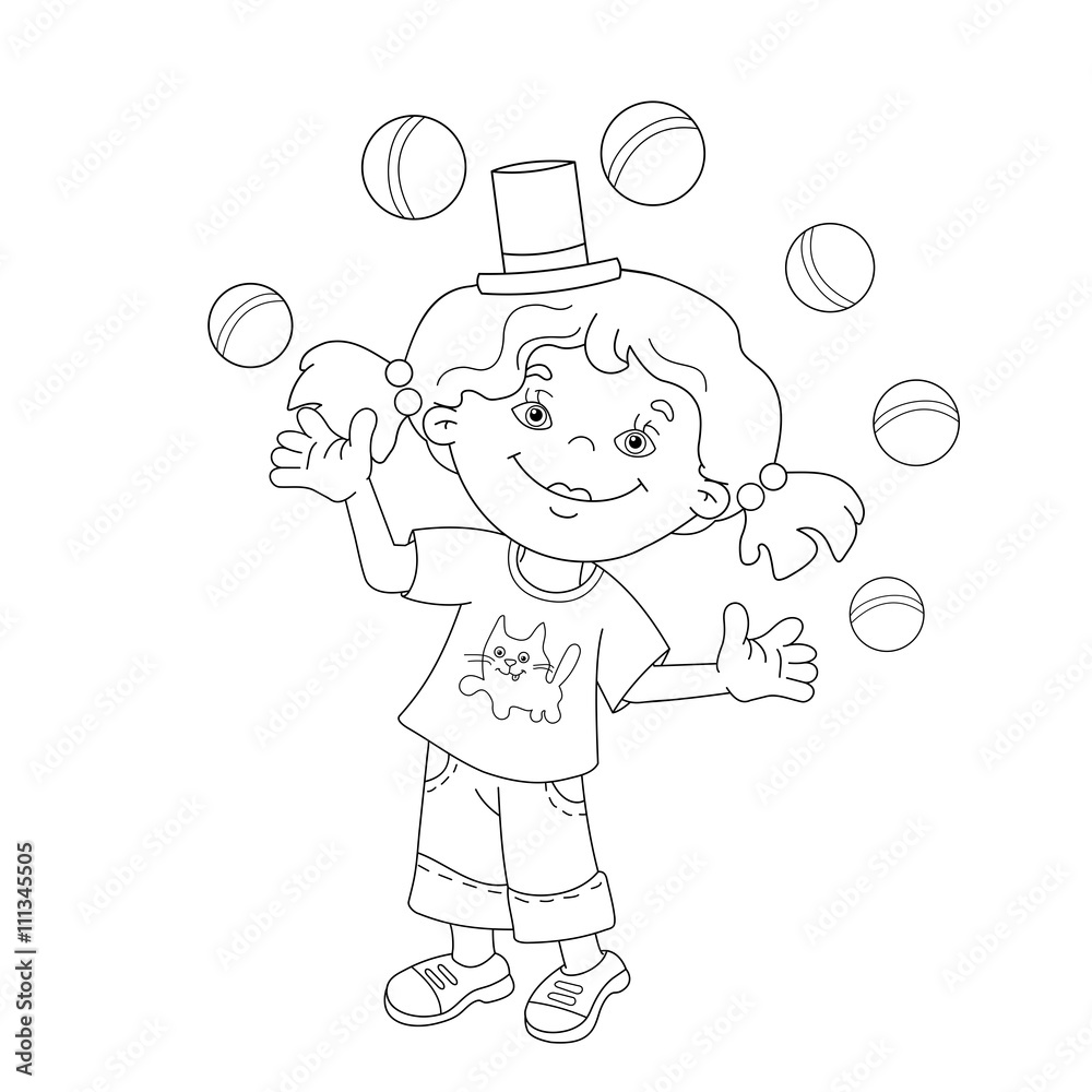 Coloring Page Outline Of girl juggling the balls Coloring Page Outline Of girl juggling the balls