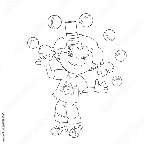 Coloring Page Outline Of girl juggling the balls