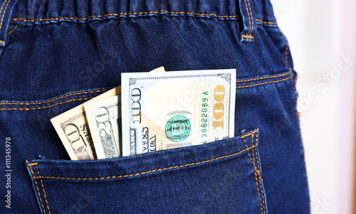 Money in the jeans pocket, close up