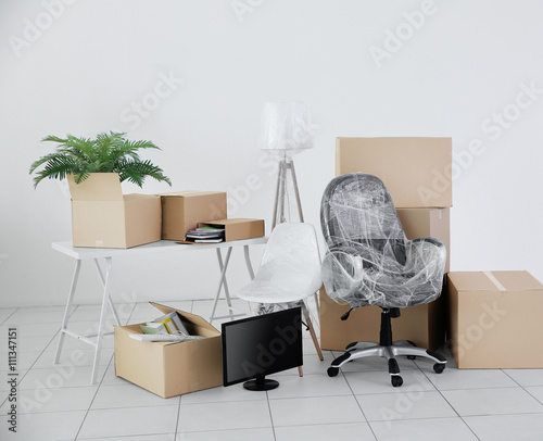 Moving cardboard boxes and ...
