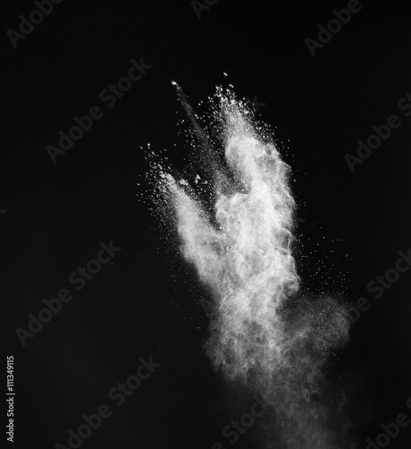 White powder on black background