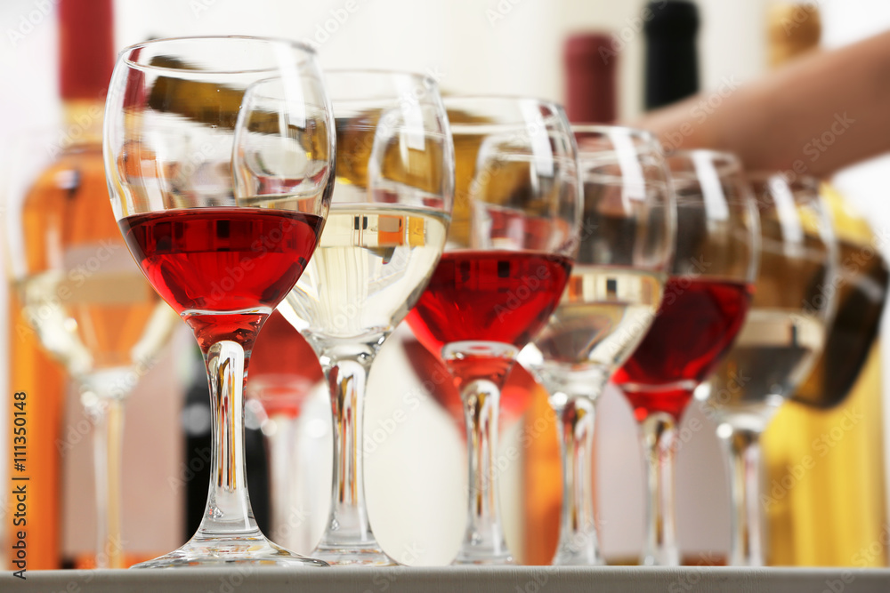 Glasses with different kind of wine Glasses with different kind of wine