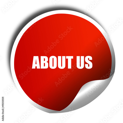 Free Download about us, 3D rendering, red sticker with white text - GFXLoad