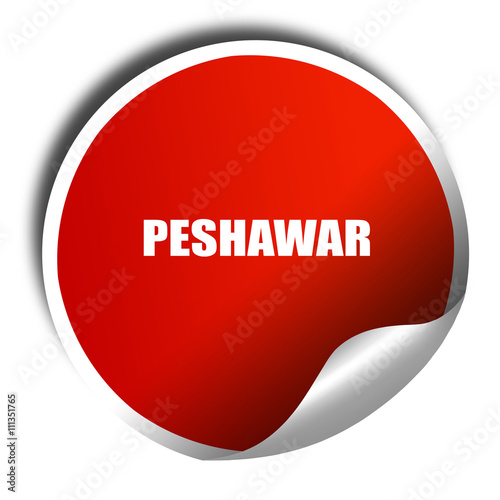 peshawar, 3D rendering, red sticker with white text