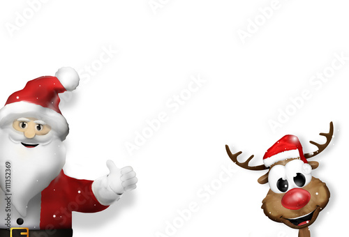 santa claus and reindeer co...