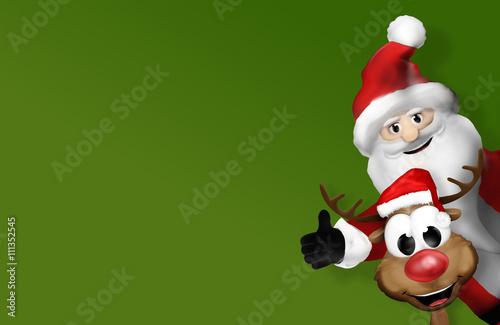 Christmas Santa Claus and Reindeer 3d