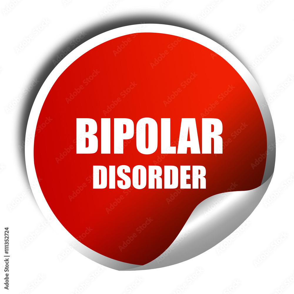 Bipolar sign background, 3D rendering, red sticker with white te Bipolar sign background, 3D rendering, red sticker with white te