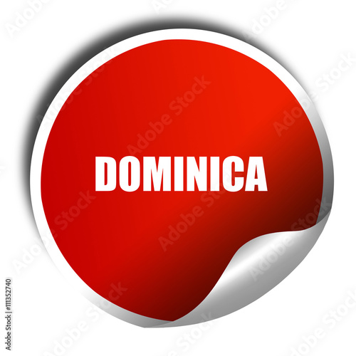 Greetings from dominica, 3D rendering, red sticker with white te