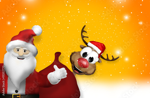 santa claus and reindeer co...