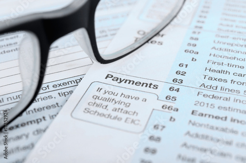 1040 Income Tax Form, close up