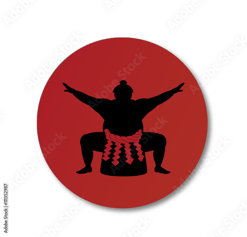 Sumo wrestler and japanese national flag .vector art