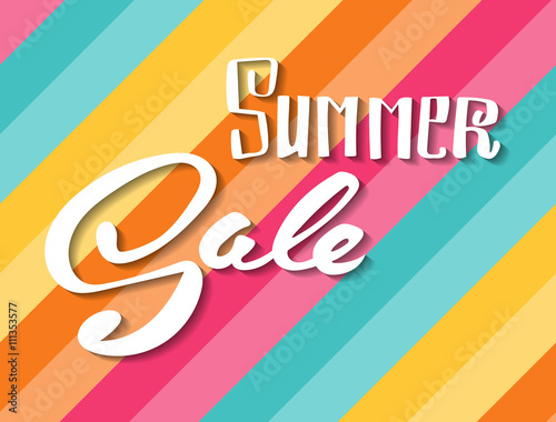 Summer Sale. Hand lettering vector banner.
