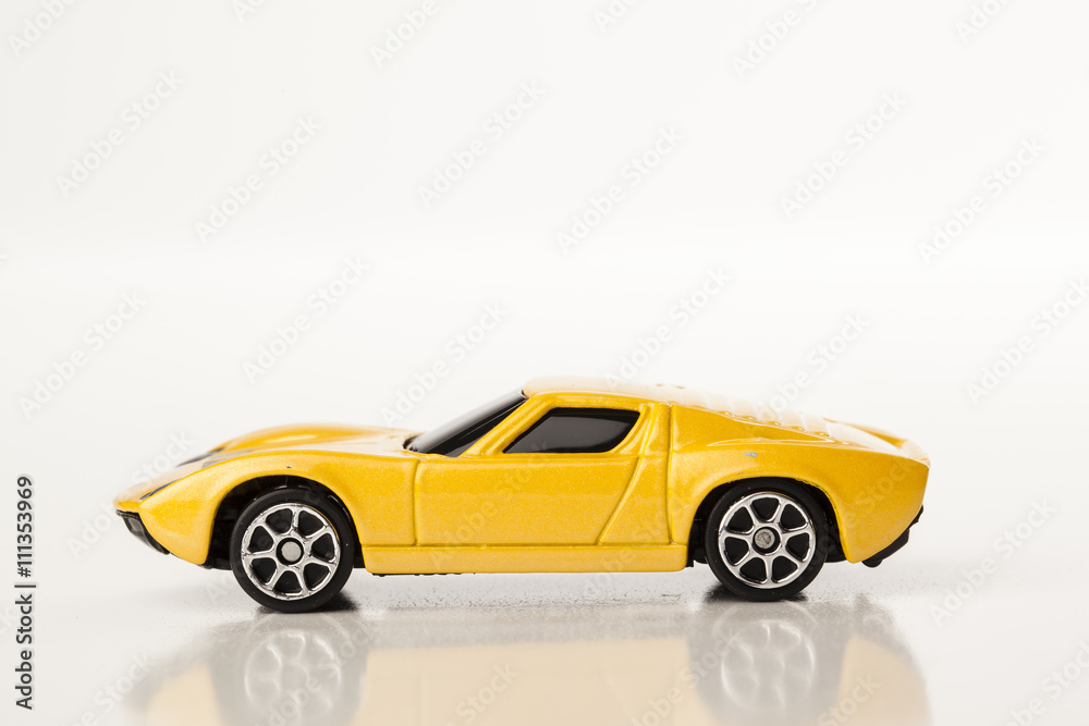 miniature car on white background