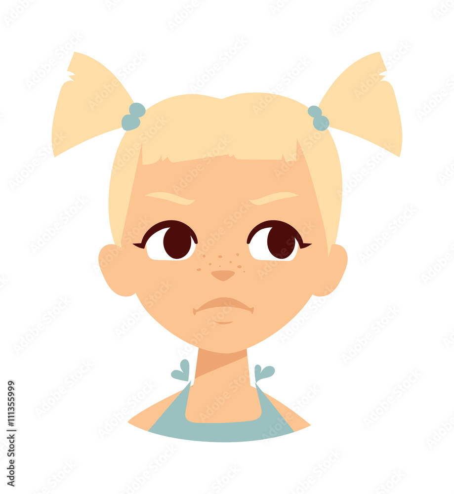 Sadness baby girl vector illustration.
