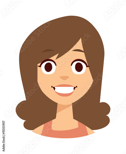 Smiling woman vector illustration.
