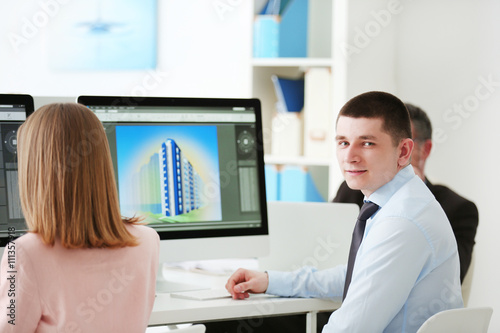 Young engineers working in the office