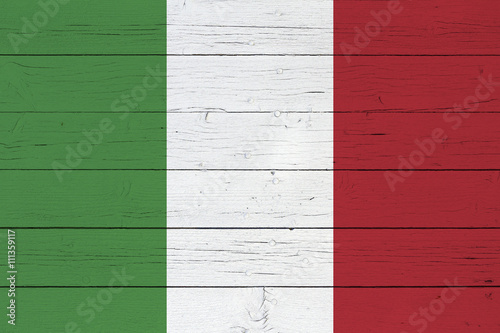 Flag of Italy on wooden background