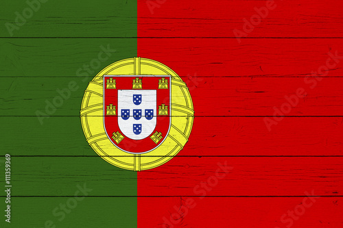 Flag of Portugal on wooden background